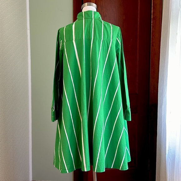 VINTAGE Marimekko Green Striped Dress, Size 38 (L) - Picture 4 of 7